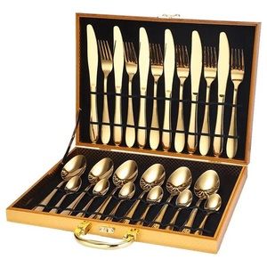 24 pcs Modernes Vaisselle Couverts Ensemble de Cuisine,en Acier Inoxydable